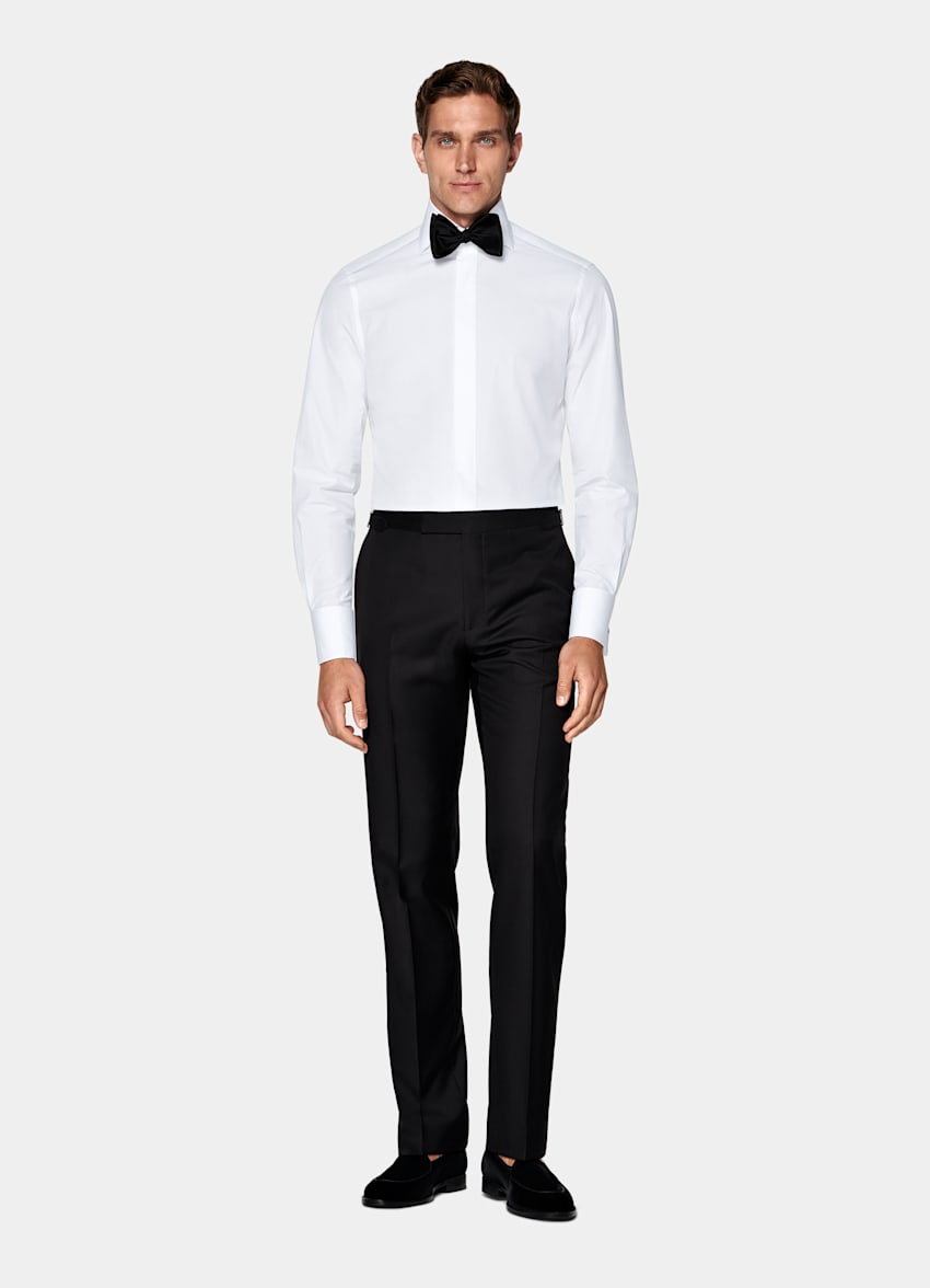 White Twill Tailored Fit Tuxedo Shirt